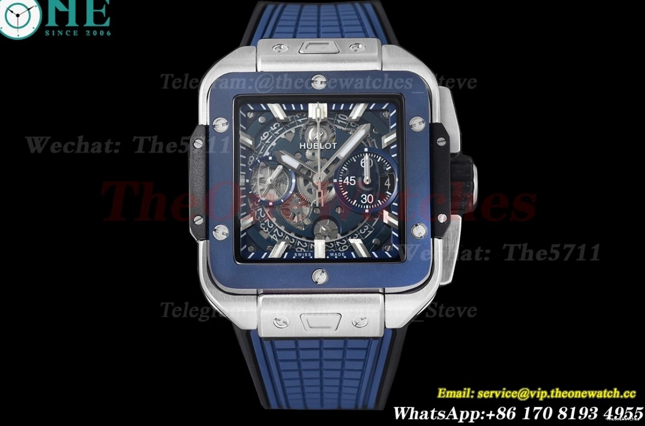 Cer HUB1280A Dial RU Square Skeleton 42mm SS Bang Blue BBF Unico 1230